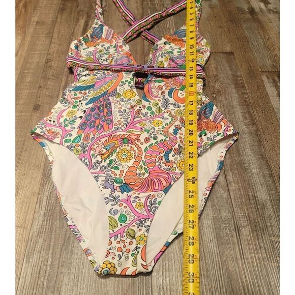 Trina Turk Jungle Beach Print Cross Back One Piece Halter Swimsuit US 12 - Picture 8 of 9